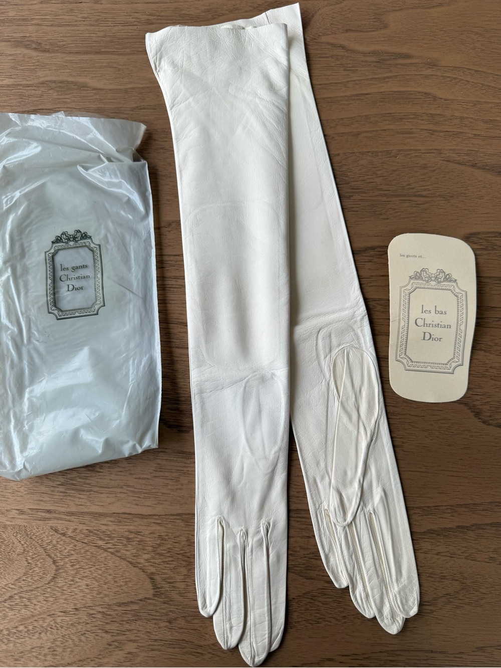 Vintage Dior White Extra Long Leather Gloves